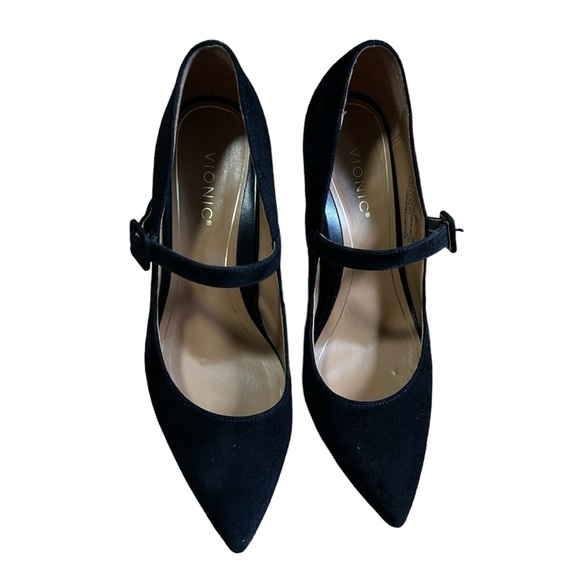 Vionic Collette Black Suede Mary Jane Pointed Toe Spool Heel Size 7.5 - Picture 4 of 6